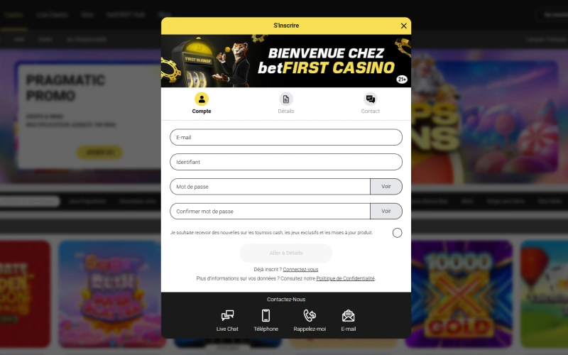 Inscription BetFIRST